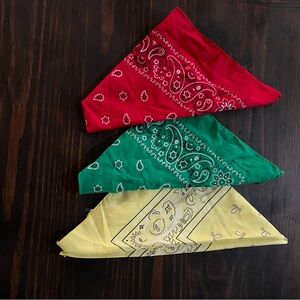 Red, Green, and Yellow Bandana Set